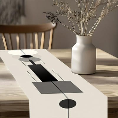 Moderne Minimalistische Geometrische Tafel Runner, Zwart Wit Grijs Kunst Design, Home Eettafel Decoratie Dameskleding 40x140cm gray