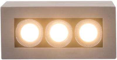 Plafondlamp beton plafondspot 3 vlammen LED spot woonkamer licht grijs verchroomd, 6,6W 440Lm 3000K warm wit, LxBxH 12,2x5,6x10 cm
