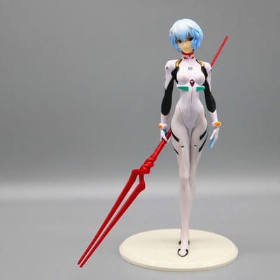 Anime Neon Genesis Evangelion Eva Ayanami Rei Figurine Kawaii Combinaison de Combat Blanche Cheveux Courts PVC Modèle de Collection Jouet Ornements Cadeau gray