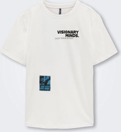 Only t-shirt jongens - ecru - KOBcalvin - maat 116