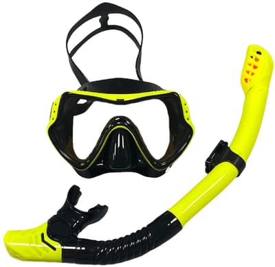 Droge snorkelset, snorkeluitrusting voor volwassenen, anti-condens snorkelset, snorkelmasker voor volwassenen, vrij ademend en gemakkelijk verstelbaar duikmasker - geel