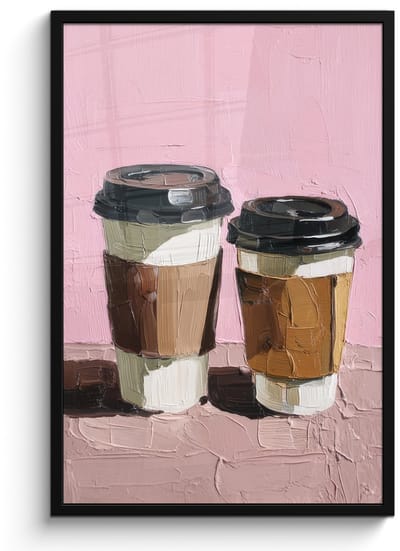 Poster in lijst - Fotolijst 60x90 cm - Posters - Koffiebekers - Deksel - Verf - Textuur - Posterlijst zwart - Decoratie - Wanddecoratie woonkamer - Muurdecoratie slaapkamer