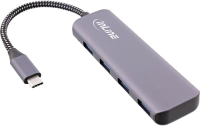 InLine USB hub (USB-C) | 4x USB-A | USB3.1 10 Gbps | aluminium | 0,15 meter