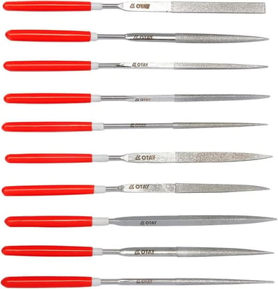 Vijlenset Metaal - Metaalvijlen Set - Fijn Bewerken - Diamant Coating - 10 Delig - Rood/Zwart