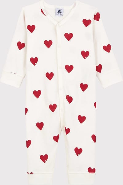 Petit Bateau Slaappakje zonder voetjes met hartjesprint in katoen voor baby's