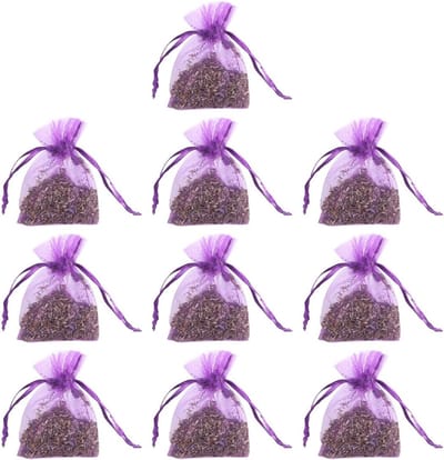 Thijox - 10 Stuks Lavendel Sachets Tassen, Natuurlijke Gedroogde Lavendel Geur voor Lades, Kleerkasten, Auto's & Thuis Geurverwijdering, Organza, Kalm