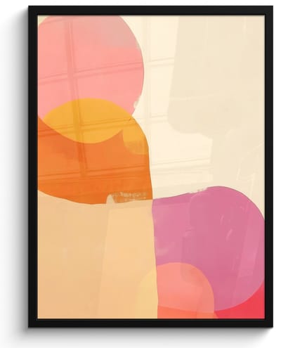 Poster in lijst - Fotolijst 50x70 cm - Posters - Vormen - Abstract - Kleurrijk - Posterlijst zwart - Decoratie - Wanddecoratie woonkamer - Muurdecoratie slaapkamer