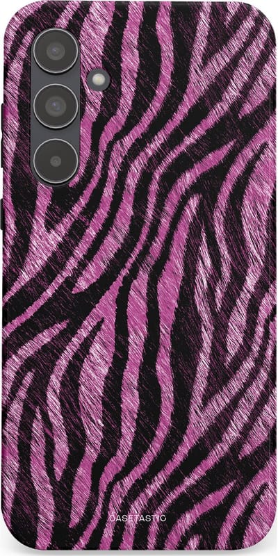 Casetastic hoesje geschikt voor Samsung Galaxy A55 - Dubbellaagse bescherming - Roze Paarse Zebraprint - Fashion Case - Zwart Lila