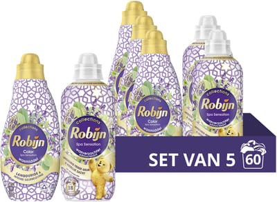 Robijn Perfect Match Wasmiddel en Wasverzachter Pakket - Spa Sensation - een beetje wellness in je was met de ontspannende geur van eucalyptus en lavendel - set van 5 (60 wasbeurten)