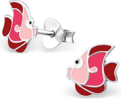 Princess Oorbellen Vis Red - 925 Zilver E-Coating - Dier - 7x6mm