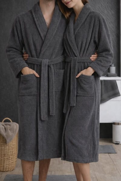 By Viento Luxe Badjas – One Size (S-L) – Antraciet – Hotelkwaliteit – 100% Katoen – 500 g/m²