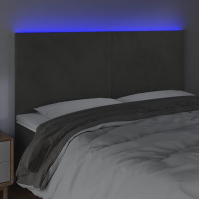vidaXL - Hoofdbord - LED - 180x5x118/128 - cm - fluweel - donkergrijs
