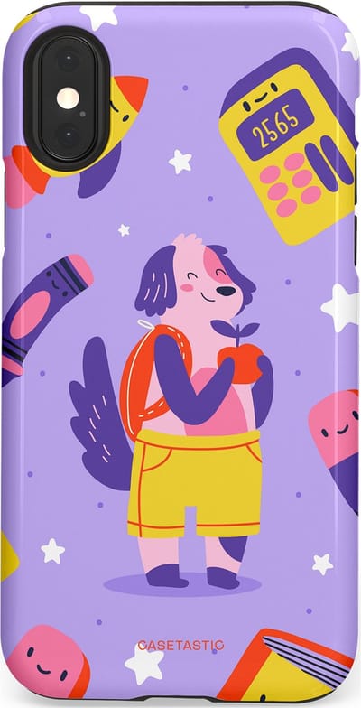 Casetastic hoesje geschikt voor Apple iPhone X / Apple iPhone XS - Dubbellaagse bescherming - Tussen boeken en sterren - Fashion Case - Lavendel Geel