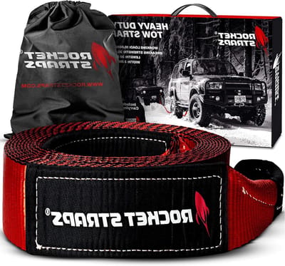Trekband - Sleepriem Herstelriem - Voertuig Herstellen - Versterkte Luseinden - 3" x 30' - Rood