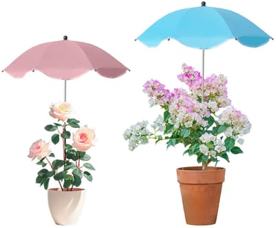 Plantenparasol - 2 stuks - Zonneschermparasol - UV-bestendige plantenhoes - Verstelbaar buitendoek - Kant - Schaduw en bescherming voor potplanten - Geschikt voor zaailingen, kassen, tuinen en terrassen - Blauw, Roze