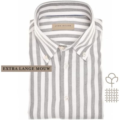 John Miller Overhemd Vertical Stripe Cotton Flanel Mouwlengte 7 Midden Grijs / male