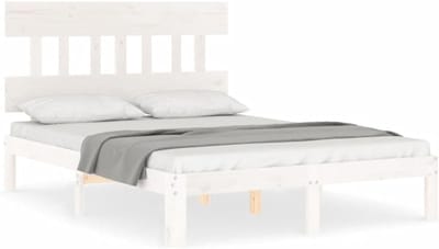 Massief Houten Bed - Grenen Bedframe - Slaapkamer Inrichten - Met Multiplex Latten - 120x200 cm - Wit