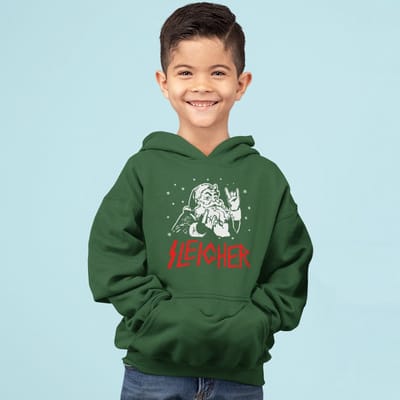 Foute Kerst Hoodie Groen Kind - Sleigher Kerstman (3-4 jaar - MAAT 98/104) - Kerstkleding voor jongens & meisjes