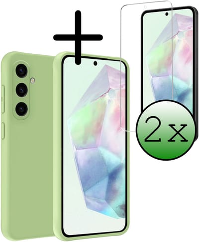Hoesje Met 2x Screenprotector - Geschikt voor Samsung Galaxy A36 - Sterk & Shockproof - Back Cover - Siliconen Case - Telefoon Hoes - Groen