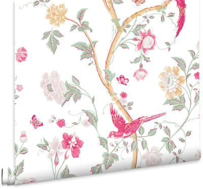 Laura Ashley Summer Palace Behang - Bloemen en Dieren - 10mx52cm - Roze