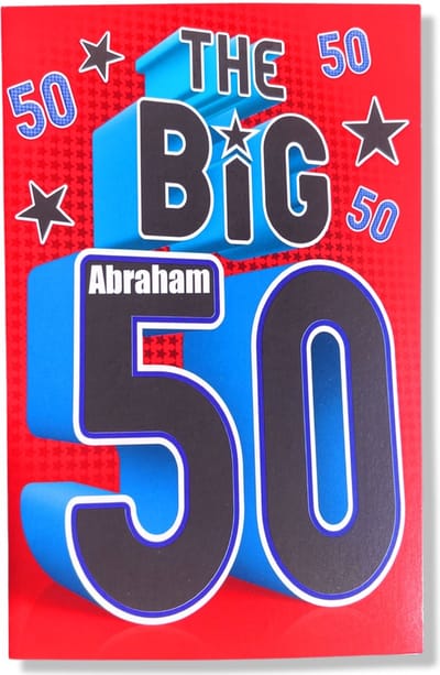The Big 50! Luxe verjaardagskaart Abraham - 12x17cm - Gevouwen Wenskaart inclusief envelop - Leeftijdkaart