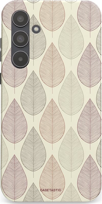 Casetastic hoesje geschikt voor Samsung Galaxy A55 - Dubbellaagse bescherming - Botanisch retro bladeren dans - Fashion Case - Crème
