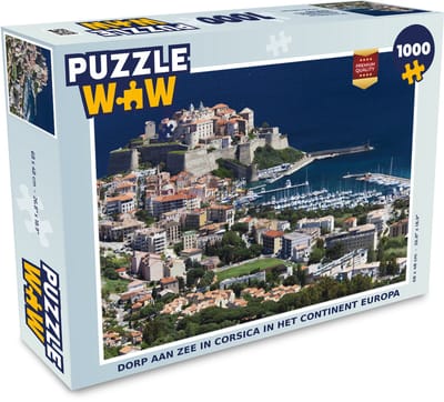 Puzzel Dorp aan zee in Corsica in het continent Europa - Legpuzzel - Puzzel 1000 stukjes volwassenen