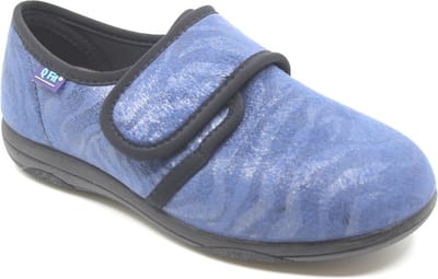 Promed, Geneve Blue, 2002.05, Blauwe Zachte Stretch Verbandpantoffel met klittenbandsluiting