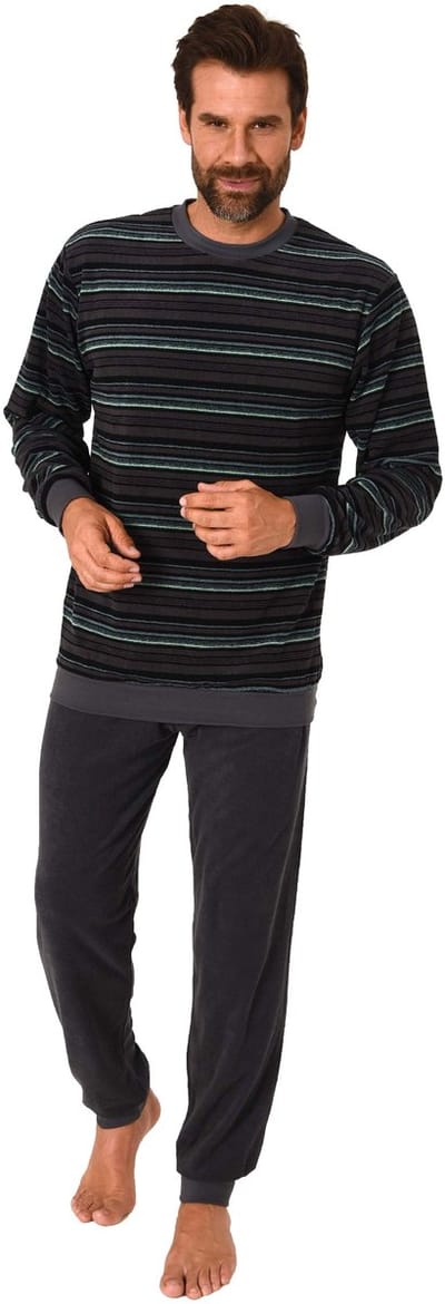 Herenbadstof pyjama met manchetten en ronde hals - ook in overmaat - 202 101 93 751