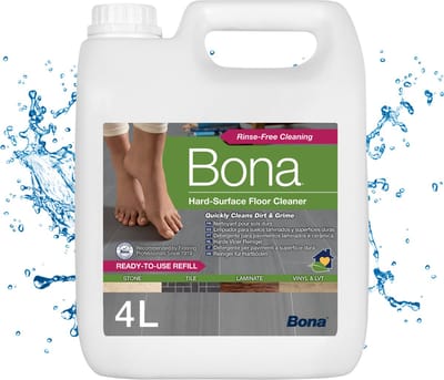 Bona Harde Vloer, Tegel en Laminaat Reiniger - Navulling 4 Liter - Natuursteen Reiniger - PVC Reiniger - Vloerreiniger Vloeistof (Ook Geschikt Voor Robotstofzuiger Met Dweilfunctie)