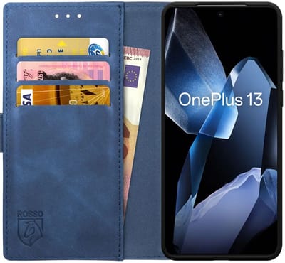 Rosso Element Geschikt voor OnePlus 13 | Wallet Book Case | Portemonnee Hoesje | 3 Pasjes | Magneetsluiting | Stand Functie | Blauw