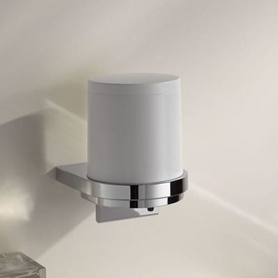 KEUCO Lotion dispenser metaal verchroomd en kristalglas, inhoud navulbaar ca. 180 ml, zeepdispenser voor badkamer en gastentoilet, wandmontage, moll