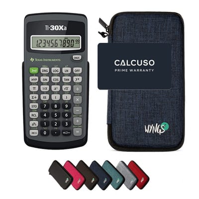 TI-30Xa incl. WYNGS Beschermhoes Blauw - Wetenschappelijke Rekenmachine - Basis Pakket