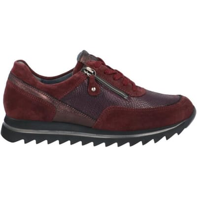 Waldlaufer 923019 409 020 Sneakers Bordeaux Rood Suede en Leer Dames Breedtemaat H - Bordeaux - 37.5