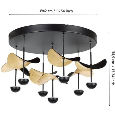 Stars of Light LED plafondlamp Dracera zwart/goud Ø 51 cm