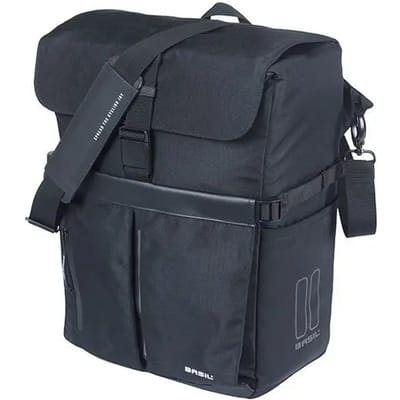 Basil Move - Fietsschoudertas MIK Studs - 15 Liter - Incl. regenhoes - Gerecycled materiaal - Zwart