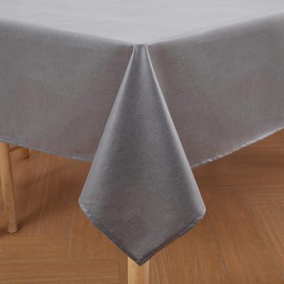 Famanu - Tafelkleed met linnenlook, afwasbaar, lotuseffect, rechthoekig, 140 x 300 cm, tafelzeil, waterafstotend, tafellinnen, vlekbescherming, donkergrijs