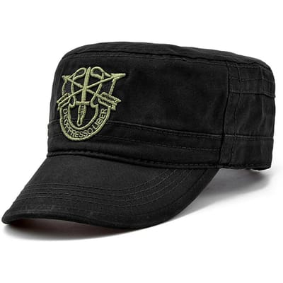 Unisex Schild Borduurwerk Baseballpet Lente Herfst Buiten Verstelbaar Casual Petten Mannen Platte Top Militaire Petten Hip-Hop Petten black