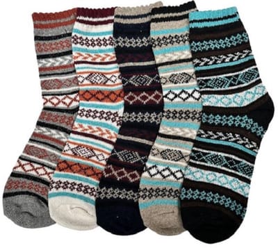 Warme sokken dames - gebreide wintersokken - hygge sokken - 5 paar - maat 38-42