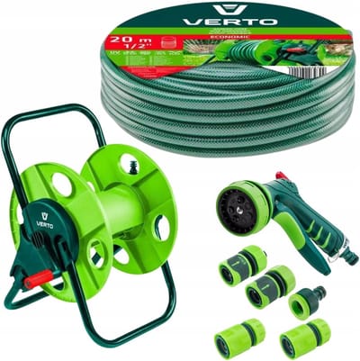 Slanghaspel met slang - Tuin irrigatie set - Planten water geven - Complete starterset - 20 meter slang - Groen