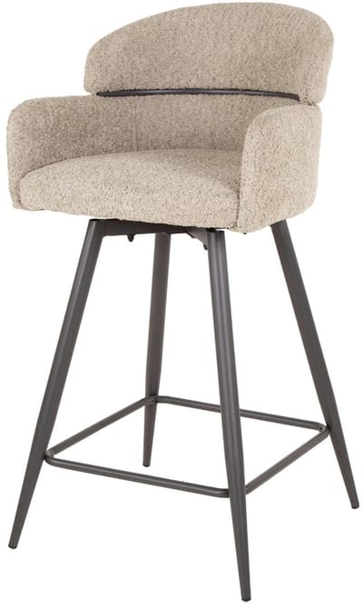 AnLi Style Barstoel draaibaar boucle ronde rug - Bouclé zandkleur - set van 2