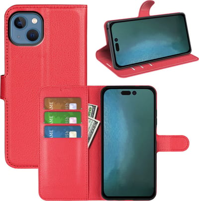 MobyDefend Hoesje - Geschikt voor iPhone 14 - Kunstleren Wallet Book Case (Sluiting Voorkant) - Rood