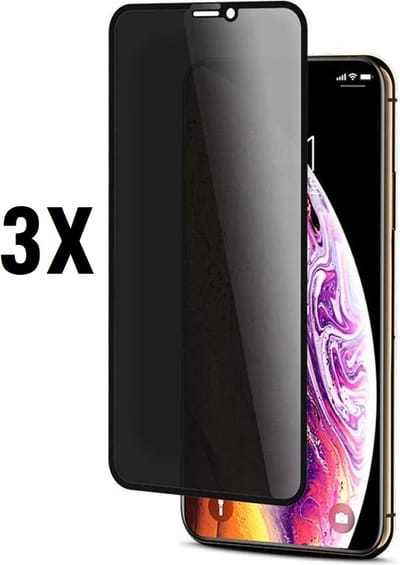 Screenz® -PRIVACY Screenprotector geschikt voor iPhone 11/XR - Tempered glass Screen protector geschikt voor iPhone 11/XR - Beschermglas - Privé Glasplaatje - 3 stuks