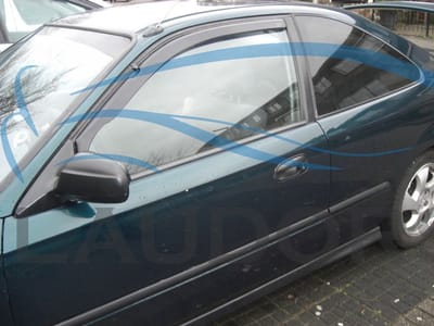 Zijwindschermen donker getint - Team Heko - tbv Honda Civic type EJ / EM / EK - past alleen op 2 / 3 deurs coupe model VANAF 1995 - 2001, set a 2 stuks tbv voordeuren L+R visors raamspoilers
