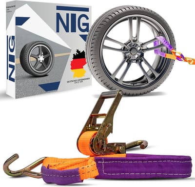 Spanbanden voor autotransport - 4 stuks, 35 mm, met één sjorpunt, optimale veiligheid en gebruiksgemak