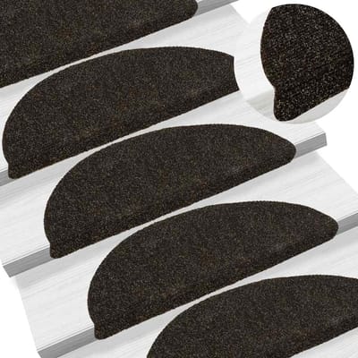 vidaXL - Trapmatten - Zelfklevend - 15 - stuks - 56x17x3 - cm - Donkerbruin - Halfrond