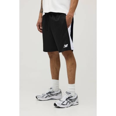 Regular Fit Gestreepte M Ster Paneel Korte Broek | Black | Size XS