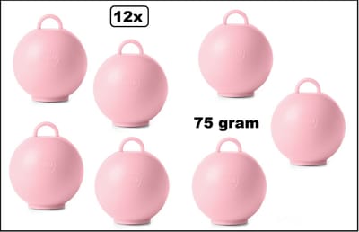 12x Ballon gewicht Kettlebell baby roze - 75 gram - Tafeldecoratie thema feest ballon party festival