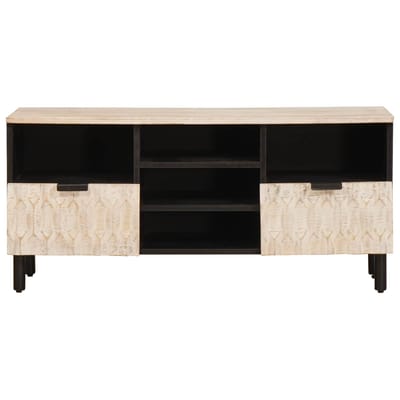 vidaXL - TV - Kast - Witte - Was - Afwerking - 100 - x - 33 - x - 46 - cm - Massief - Mango - Hout