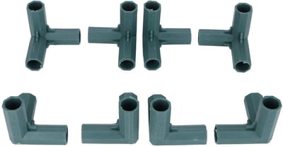 Allecto - 3-weg Connector - Plantaccessoire - Duurzaam en sterk - 8-delig - Tuinieren - Verbindingsconnector - Geschikt voor kassen - Plastic